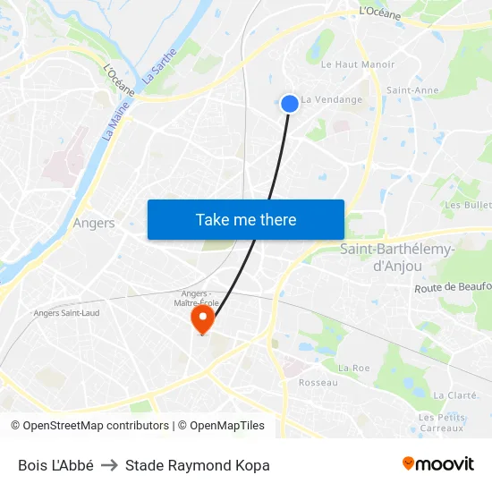 Bois L'Abbé to Stade Raymond Kopa map