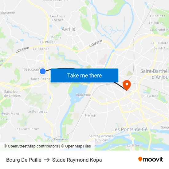 Bourg De Paille to Stade Raymond Kopa map