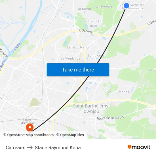 Carreaux to Stade Raymond Kopa map