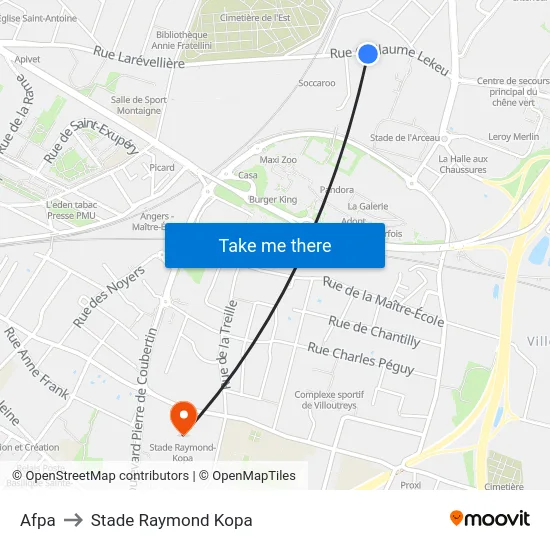 Afpa to Stade Raymond Kopa map