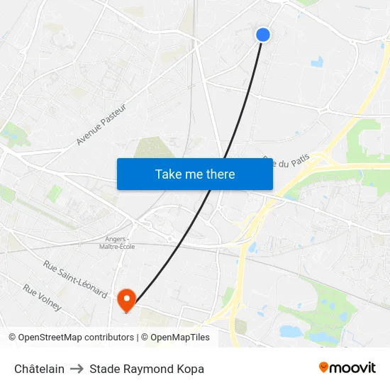 Châtelain to Stade Raymond Kopa map