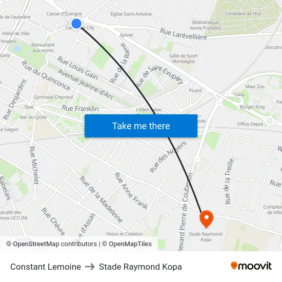 Constant Lemoine to Stade Raymond Kopa map