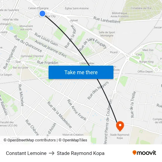Constant Lemoine to Stade Raymond Kopa map