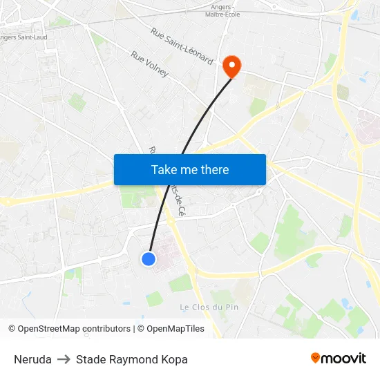 Neruda to Stade Raymond Kopa map