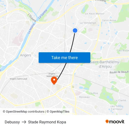 Debussy to Stade Raymond Kopa map