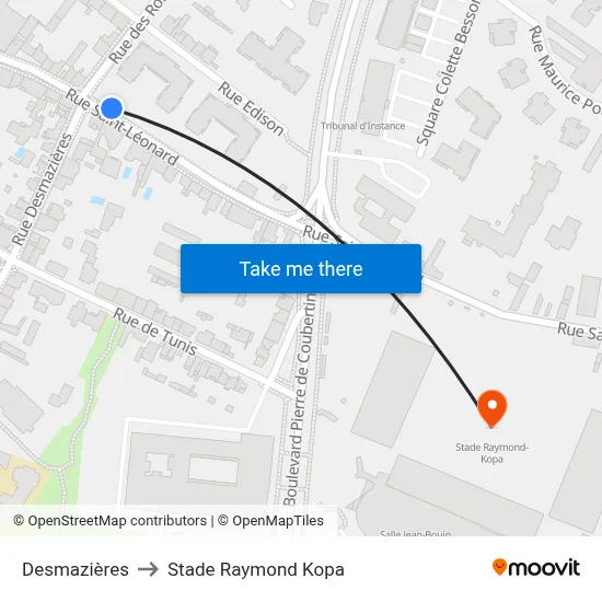 Desmazières to Stade Raymond Kopa map