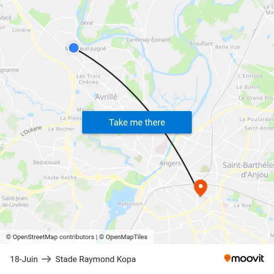 18 Juin to Stade Raymond Kopa map