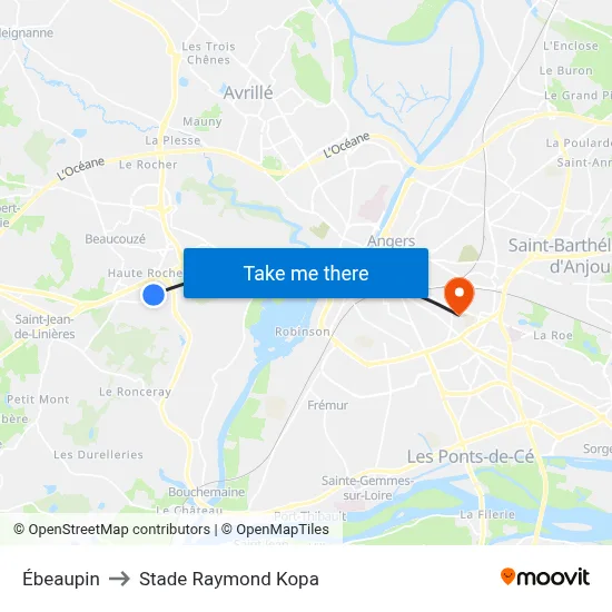 Ébeaupin to Stade Raymond Kopa map