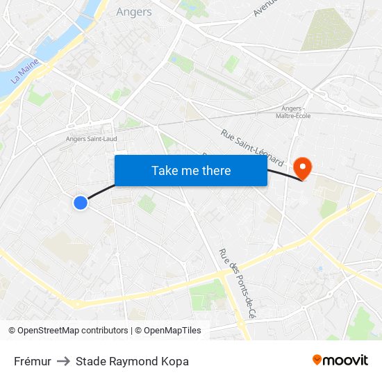 Frémur to Stade Raymond Kopa map