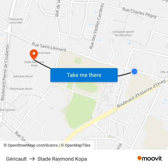 Géricault to Stade Raymond Kopa map