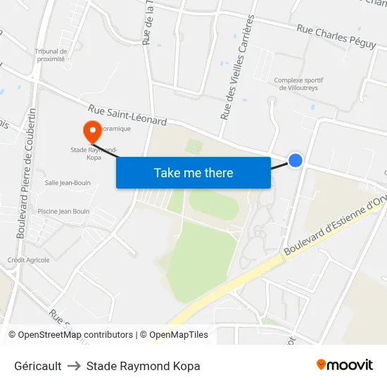 Géricault to Stade Raymond Kopa map