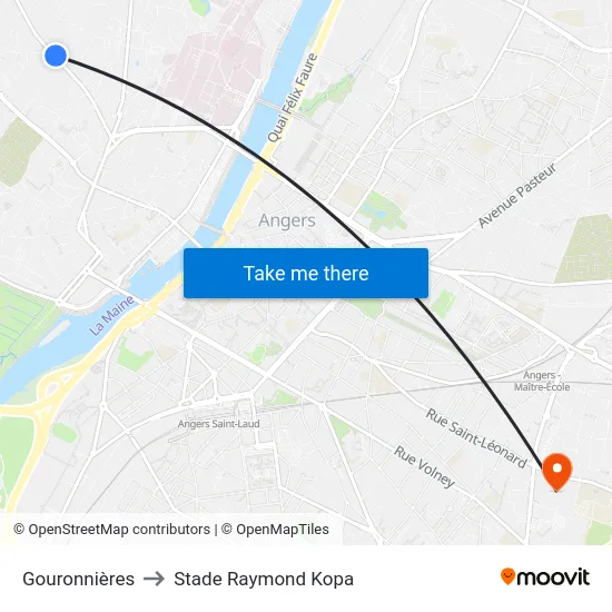 Gouronnières to Stade Raymond Kopa map