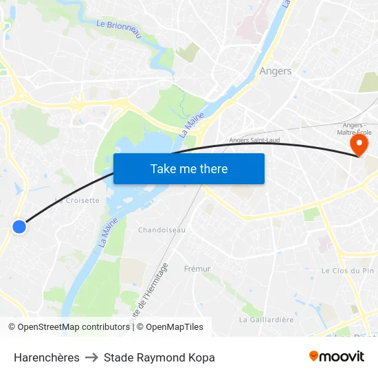 Harenchères to Stade Raymond Kopa map