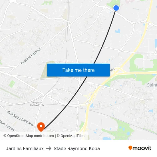 Jardins Familiaux to Stade Raymond Kopa map
