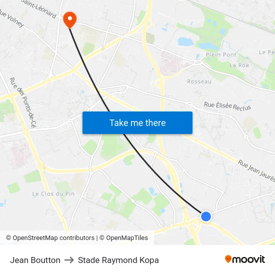 Jean Boutton to Stade Raymond Kopa map
