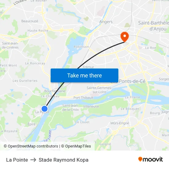 La Pointe to Stade Raymond Kopa map