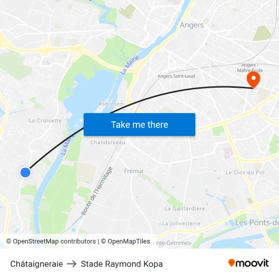 Châtaigneraie to Stade Raymond Kopa map
