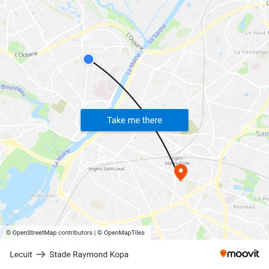 Lecuit to Stade Raymond Kopa map