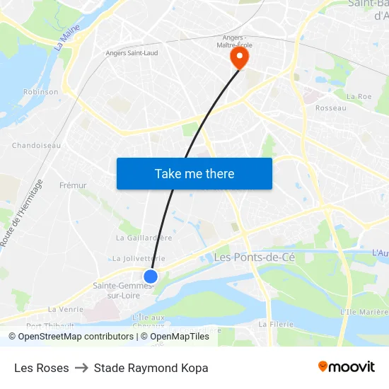 Les Roses to Stade Raymond Kopa map