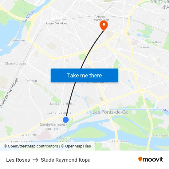 Les Roses to Stade Raymond Kopa map