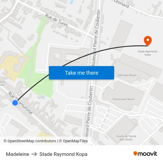 Madeleine to Stade Raymond Kopa map