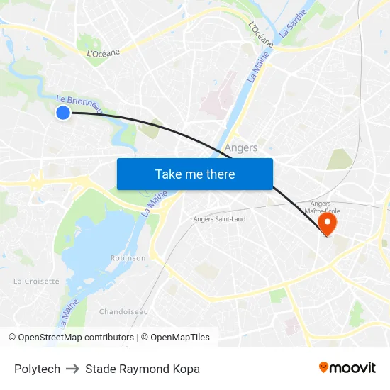 Polytech to Stade Raymond Kopa map
