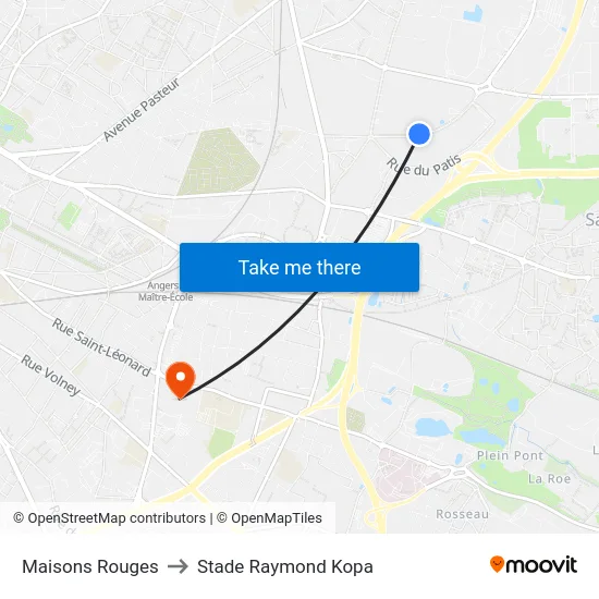 Maisons Rouges to Stade Raymond Kopa map