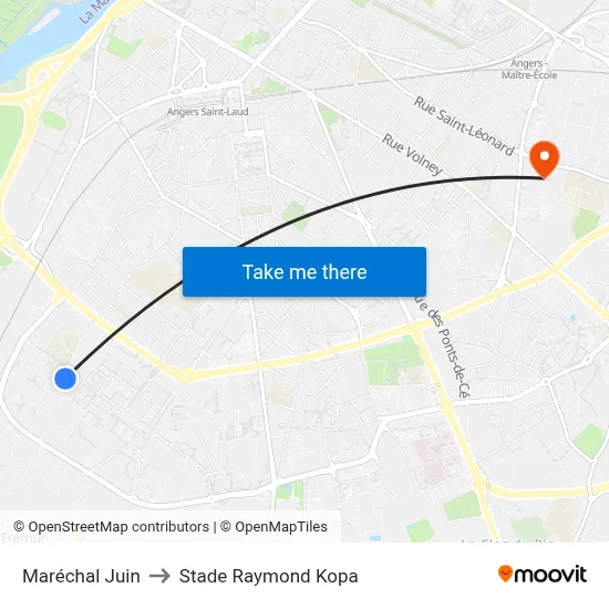Maréchal Juin to Stade Raymond Kopa map