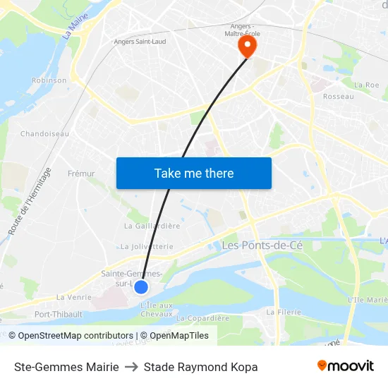Ste-Gemmes Mairie to Stade Raymond Kopa map