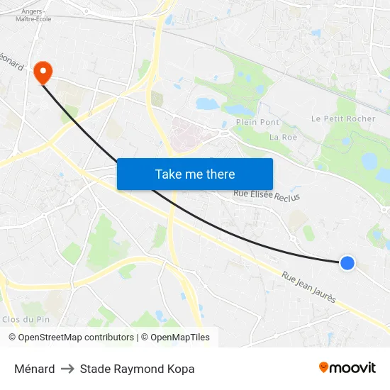 Ménard to Stade Raymond Kopa map