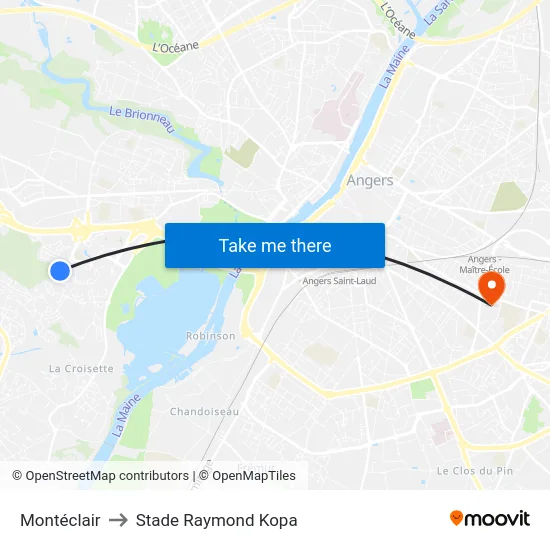 Montéclair to Stade Raymond Kopa map