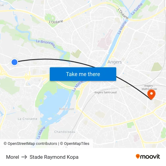 Morel to Stade Raymond Kopa map