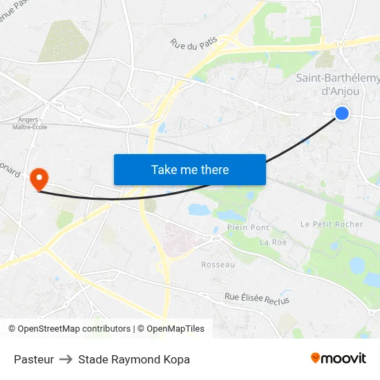 Pasteur to Stade Raymond Kopa map