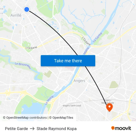 Petite Garde to Stade Raymond Kopa map