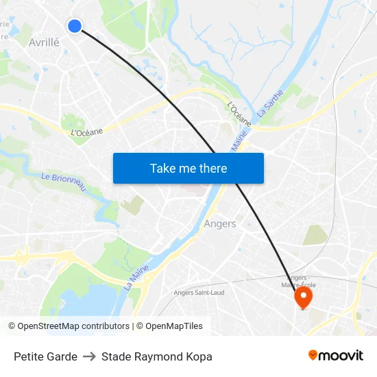Petite Garde to Stade Raymond Kopa map
