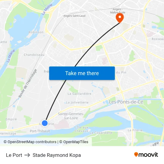 Le Port to Stade Raymond Kopa map