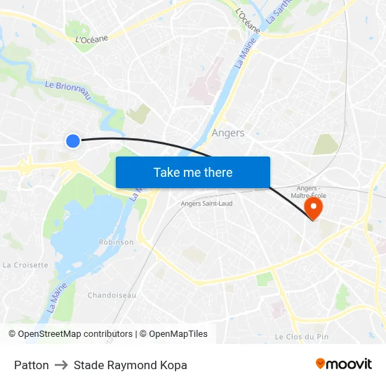 Patton to Stade Raymond Kopa map