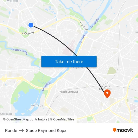 Ronde to Stade Raymond Kopa map