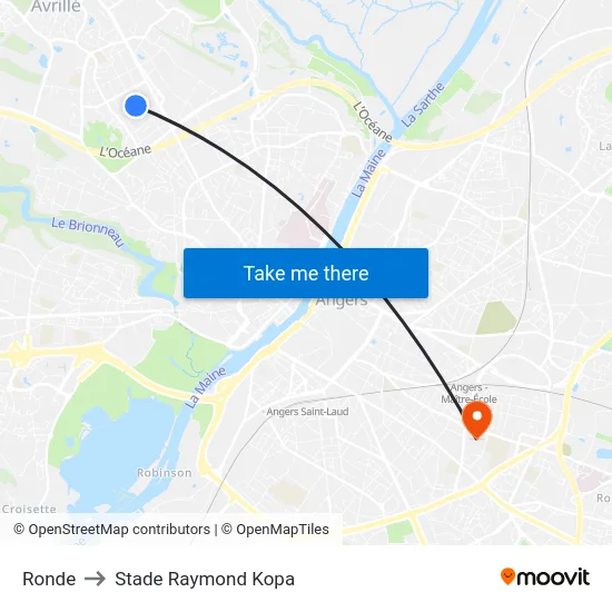 Ronde to Stade Raymond Kopa map