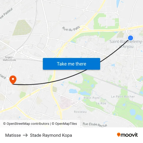 Matisse to Stade Raymond Kopa map