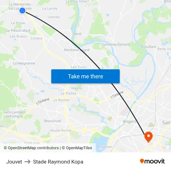 Jouvet to Stade Raymond Kopa map