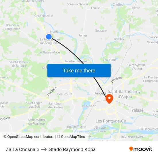 Za La Chesnaie to Stade Raymond Kopa map