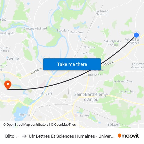 Blitourne to Ufr Lettres Et Sciences Humaines - Université D'Angers map