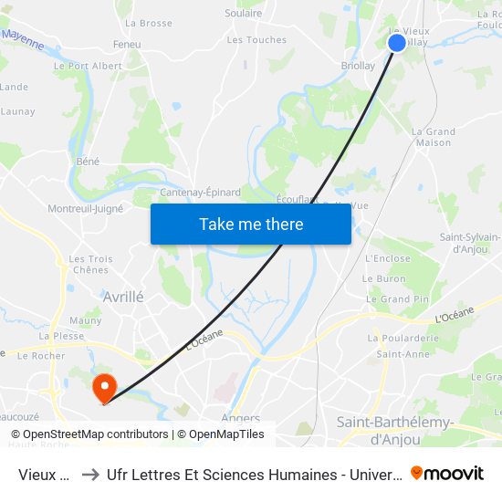 Vieux Port to Ufr Lettres Et Sciences Humaines - Université D'Angers map