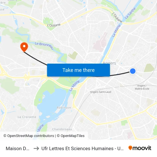 Maison Des Arts to Ufr Lettres Et Sciences Humaines - Université D'Angers map