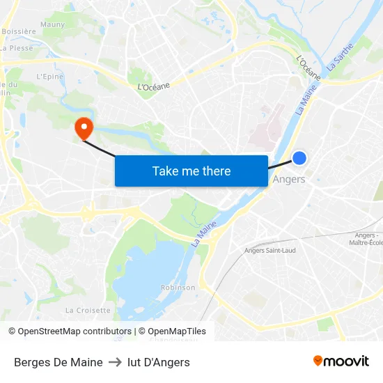 Berges De Maine to Iut D'Angers map