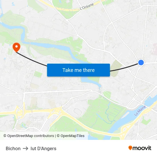 Bichon to Iut D'Angers map