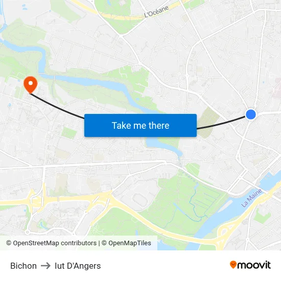 Bichon to Iut D'Angers map