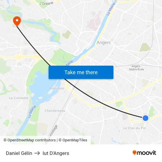 Daniel Gélin to Iut D'Angers map