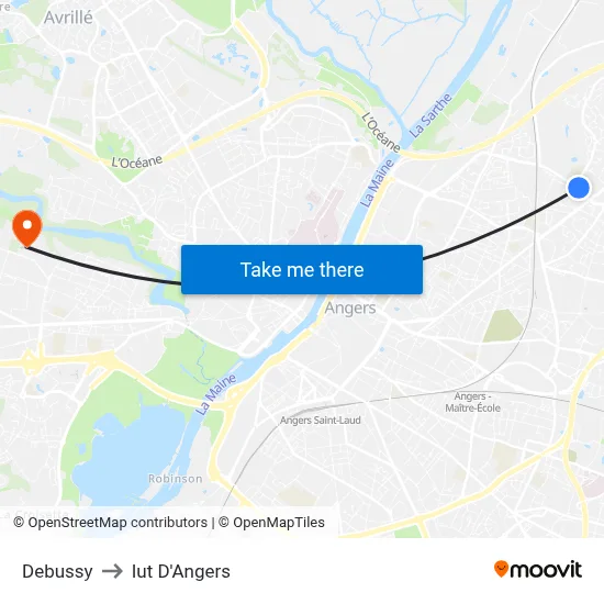 Debussy to Iut D'Angers map